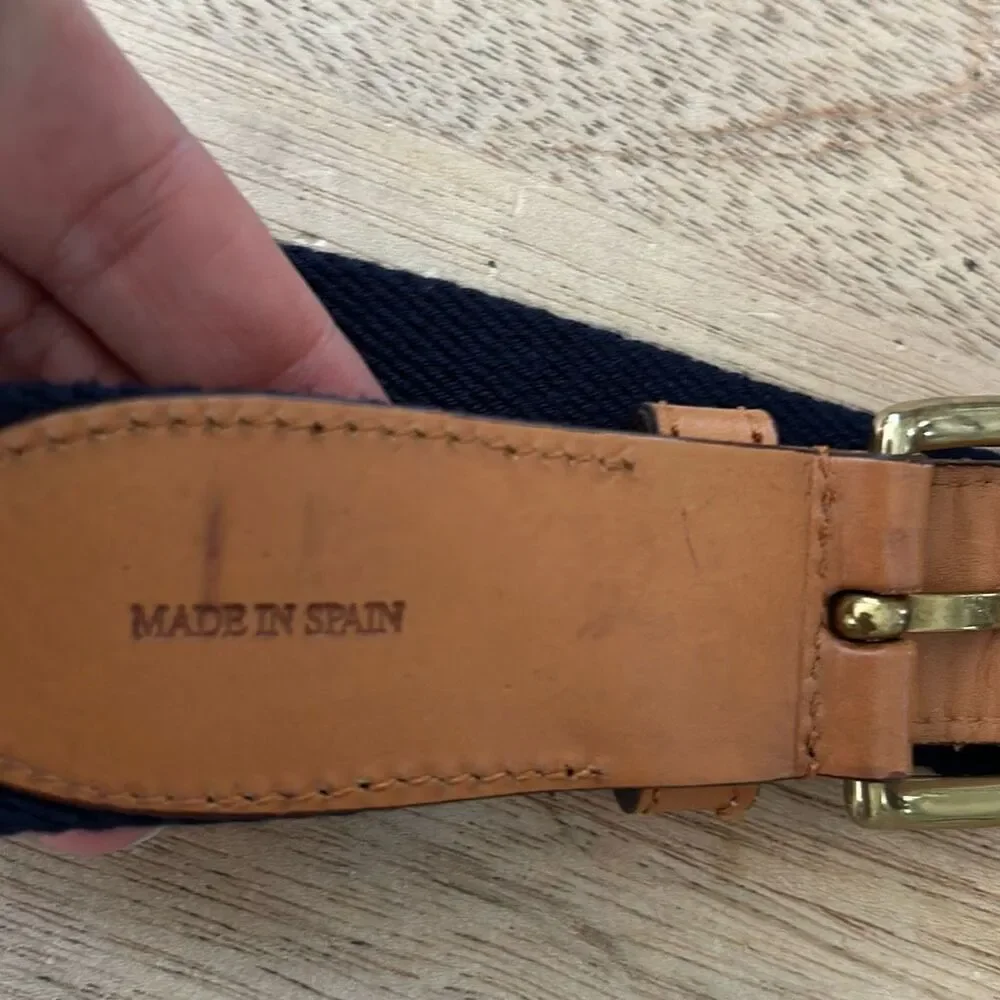 Regimental Club by Leyva navy brown leather webbing belt made in Spain size medi